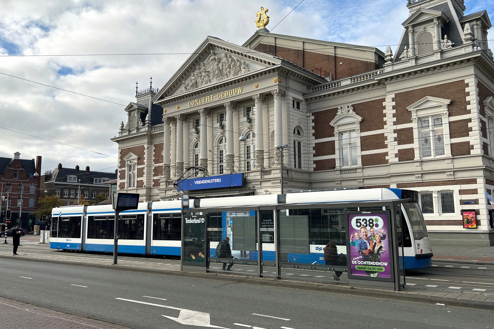 Tram in front of the Concertgebouw in Amsterdam